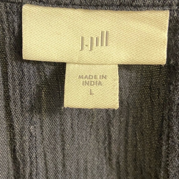 J Jill button up blouse embroidered gauze navy blue button up Large - Picture 8 of 9